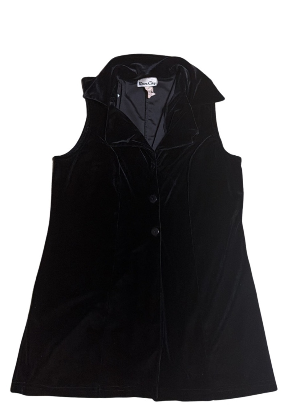 Y2K Rave City Black Velvet Button Front Vest Size Medium